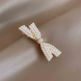 Impression Cross style 12 Pcs White And Gold Color beads Stone Hair Clip Set